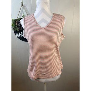 Columbia Womens XL Sleeveless Striped Cotton Tank Top Pink & White